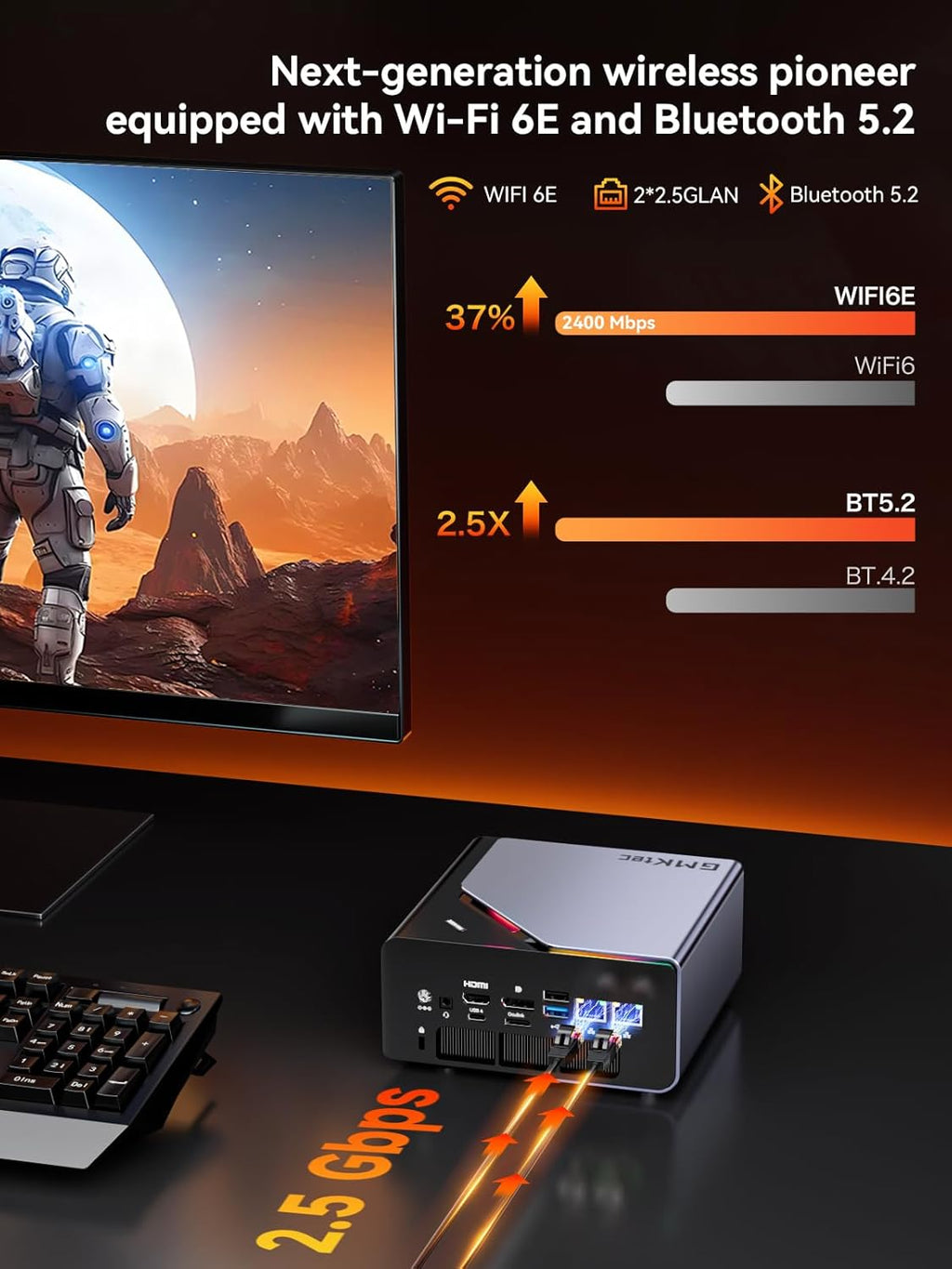 GMKtec Gaming Mini PC, K12 AMD Ryzen 7 H 255 (Upgraded 8745HS) 32GB DDR5 RAM 2TB SSD, Desktop Computer 3X M.2 2280 Expansion, Oculink, Dual NIC 2.5G, HDMI 2.1, USB4