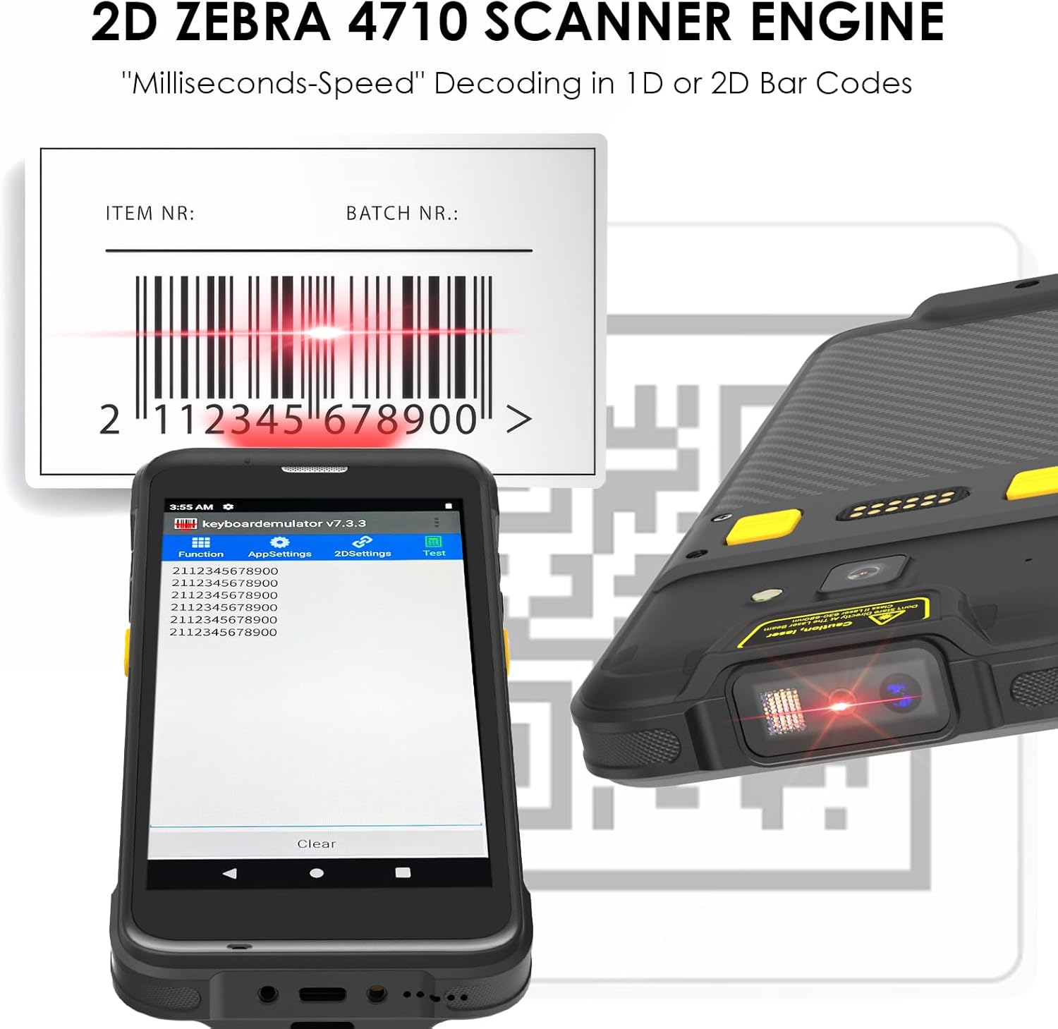 Android 13 Barcode Scanner Handheld Mobile Computer 4GB+64GB Rugged Data Terminal PDA with 1D/2D Zebra-SE4710 Reader Bluetooth Wi-Fi 6 NFC 4G for Logistics, Warehouse, Retail