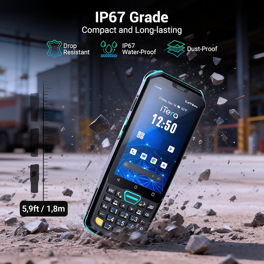 Android 13 Barcode Scanner PDA: with HS7 Scan Engine 26 Keys 4" Touch Screen 5100mAh Battery IP67 Rugged 2D Handheld Computer for Warehouse Logistics Industrial Use P400