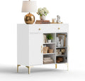 Sideboard Buffet Cabinet with Adjustable Shelves, Modern Storage Cabinet with Drawers and Doors, White Kitchen Buffet for Dining Room, Living Room, Entryway, 39.4 Inch