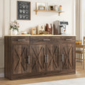 Vongrasig Buffet Cabinet with Drawers, 53” Large Sideboard Buffet Kitchen Storage Cabinet, Modern Farmhouse Coffee Bar with Shelves and Doors, Wood Buffet Table for Kitchen, Dining Room, Rustic Brown