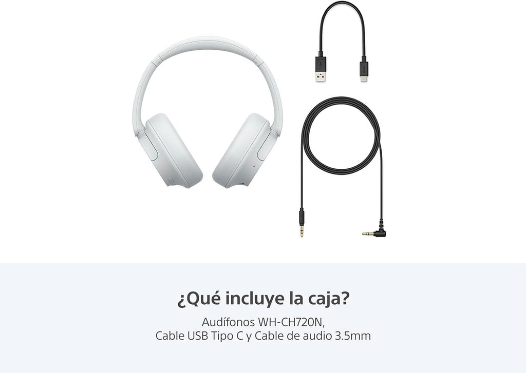 Sony WH-CH720 Noise Canceling Wireless Bluetooth Headphones - Built-in Microphone - up to 35 Hours Battery Life and Quick Charge - White