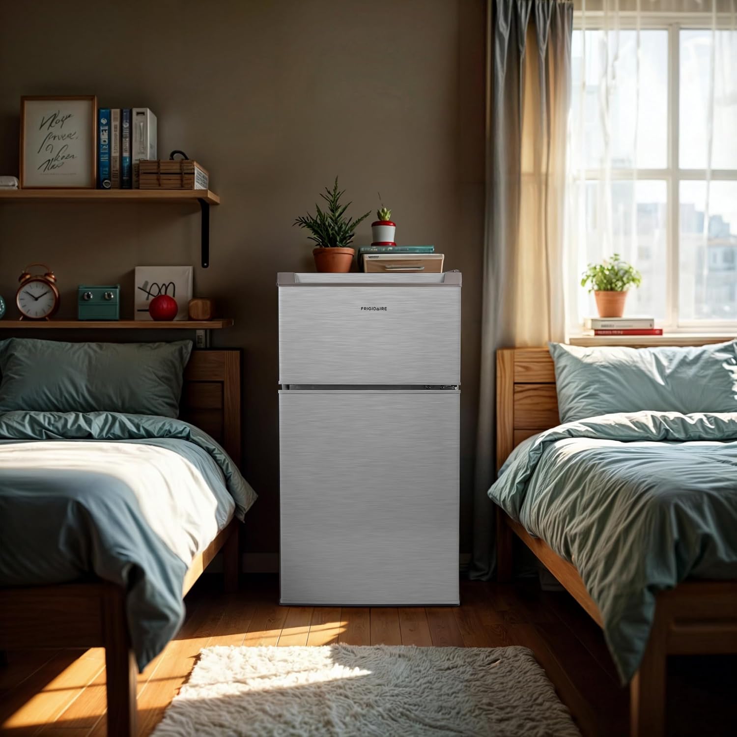 Frigidaire Compact Refrigerator with Top Freezer - 2 Door Fridge with 3.2 Cu Ft, Contemporary Series, Platinum