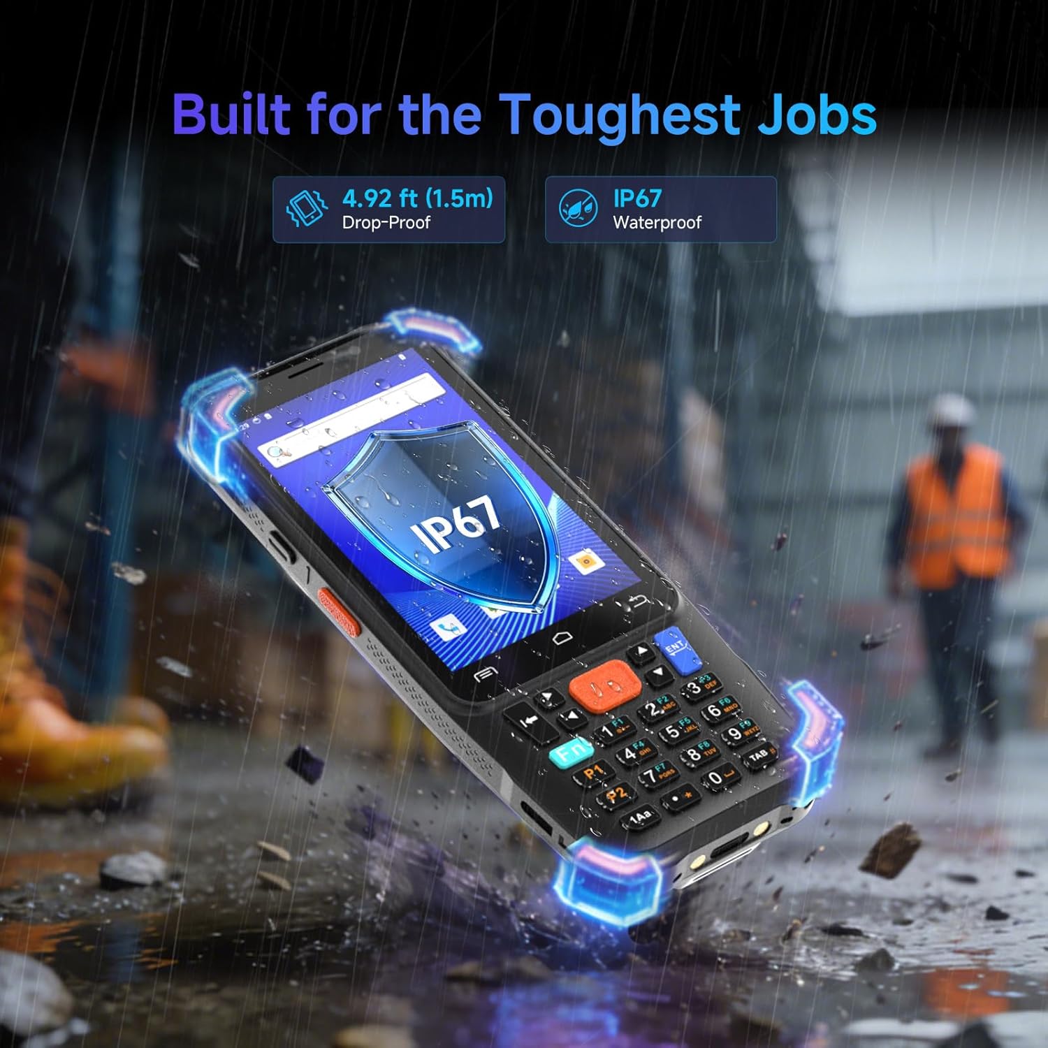 Android 15 Barcode Scanner F1, Handheld PDA with HW HS7 Barcode Scanner, 4 inch Touchscreen Industrial Handheld PDA, Data Terminal Inventory Scanner for Warehouse Retail Logistics