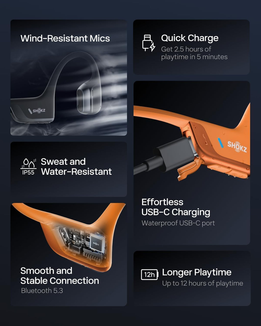 SHOKZ New OpenRun Pro 2 Mini - Open-Ear, Bone Conduction Sport Headphones - Sweat Resistant, Workout Headphones with 30ft Bluetooth - Secure, Comfortable Fit - Deep Bass and Smart Mic App (Renewed)
