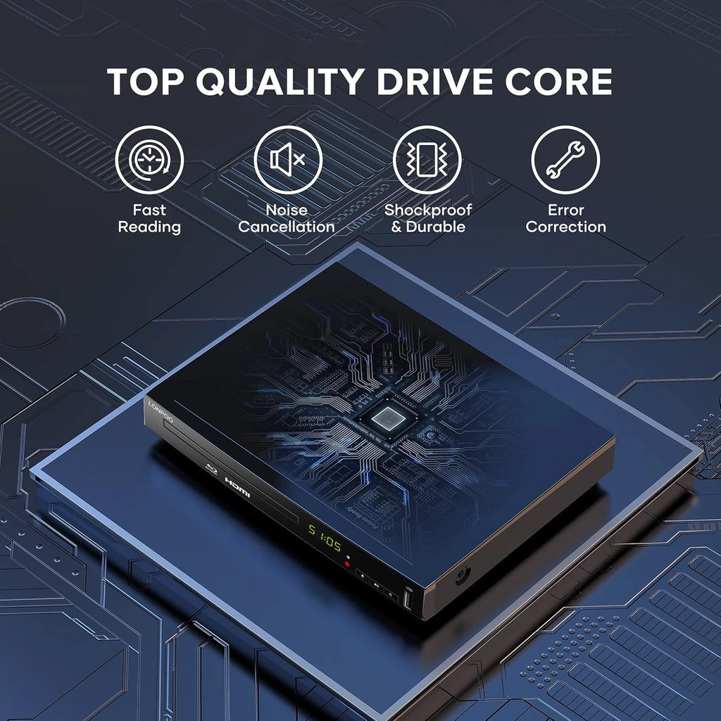 Blu Ray DVD Player,Full HD Blu-ray Disc Player CD Players with Easy Hook Up and User Friendly, 1080P Home Theater DVD Player with HDMI Output, Support HDD and USB Playback