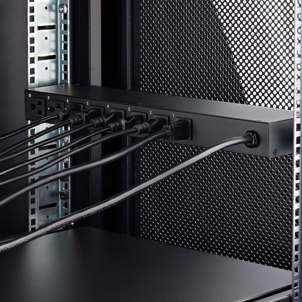 StarTech.com 8-Outlet Horizontal Rack Mount PDU, 1U Power Strip, Outlet On/Off Switches, 15A Breaker, 8ft/2.4m Cord NEMA 5-15, TAA