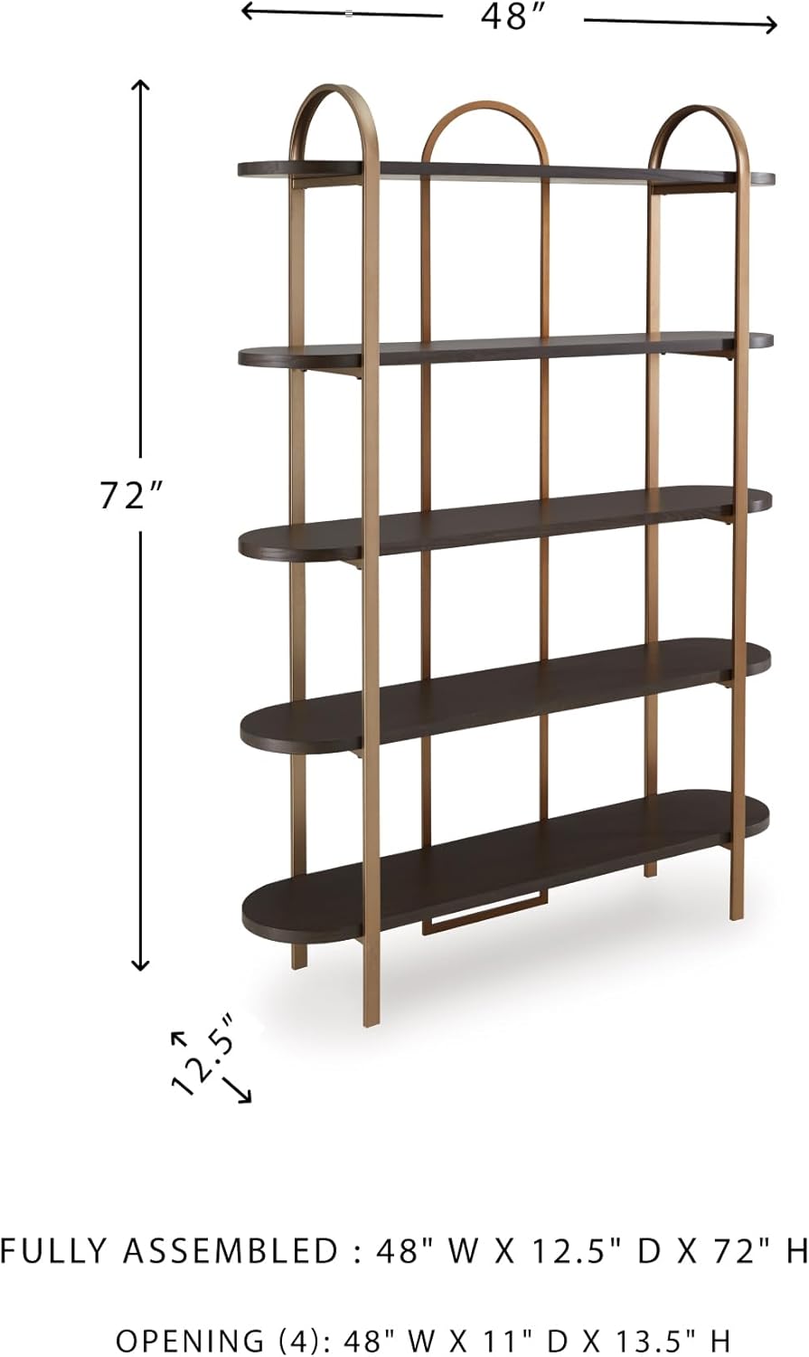 Signature Design by Ashley Brentmour 72" H Bookcase, Metallic & Dark Brown
