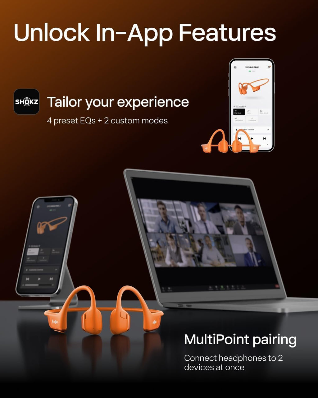 SHOKZ New OpenRun Pro 2 Mini - Open-Ear, Bone Conduction Sport Headphones - Sweat Resistant, Workout Headphones with 30ft Bluetooth - Secure, Comfortable Fit - Deep Bass and Smart Mic App (Renewed)