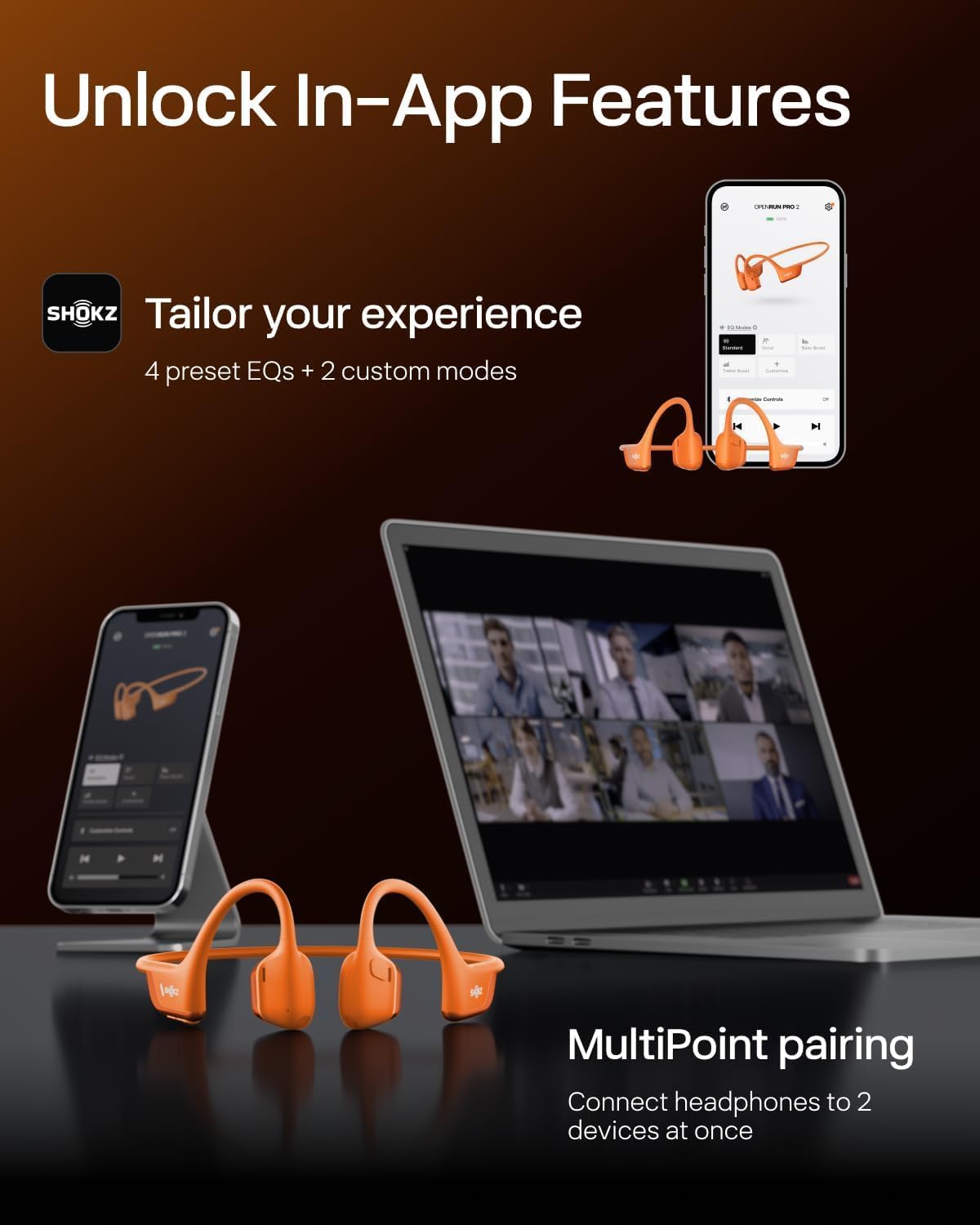 SHOKZ New OpenRun Pro 2 Mini - Open-Ear, Bone Conduction Sport Headphones - Sweat Resistant, Workout Headphones with 30ft Bluetooth - Secure, Comfortable Fit - Deep Bass and Smart Mic App (Renewed)