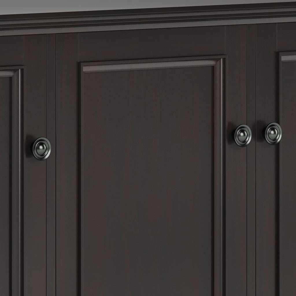 SIMPLIHOME Amherst 60-inch Wide Solid Wood 3-Door Storage Cabinet in Hickory Brown, Transitional-Style Buffet Sideboard for Living Room, Dining Room or Entryway