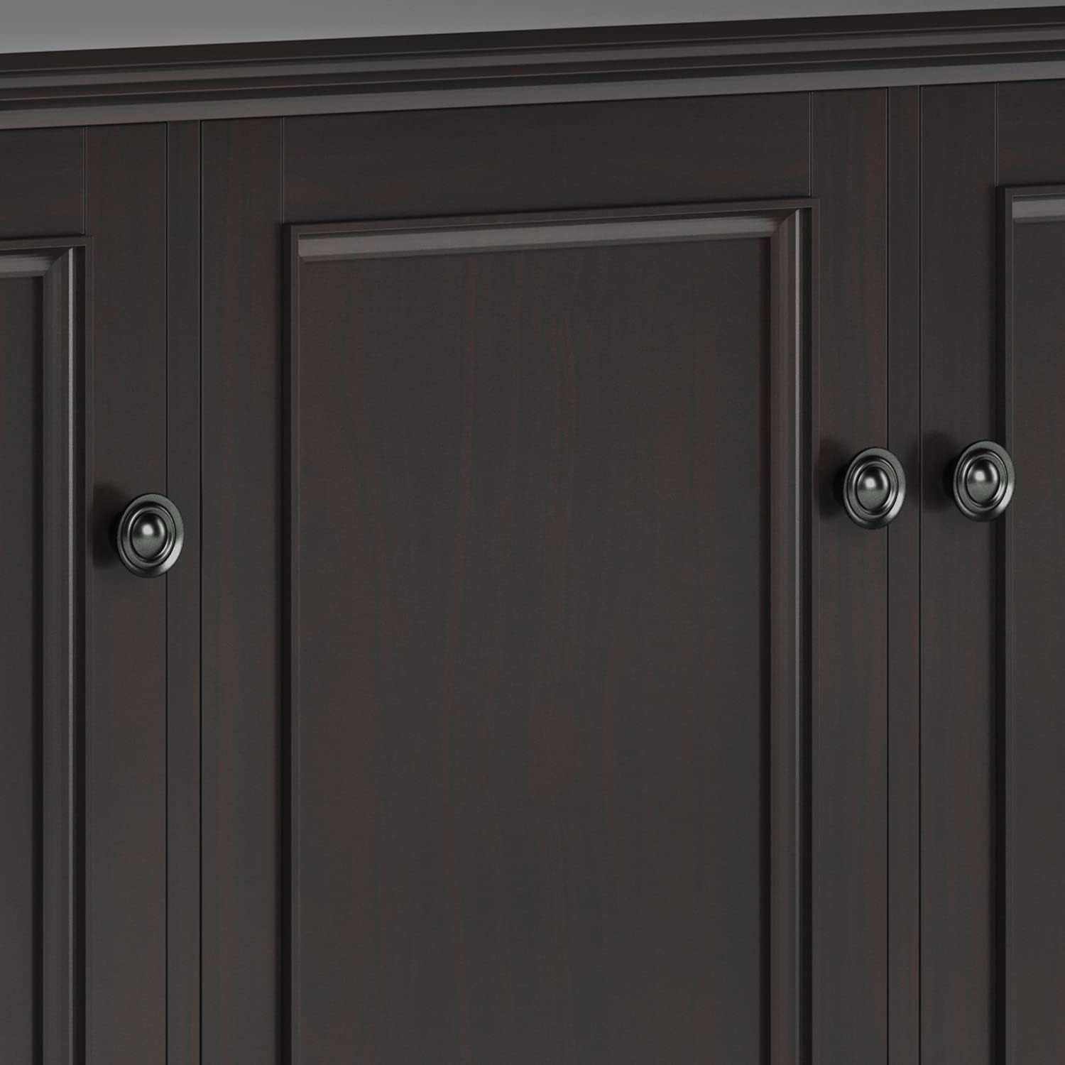 SIMPLIHOME Amherst 60-inch Wide Solid Wood 3-Door Storage Cabinet in Hickory Brown, Transitional-Style Buffet Sideboard for Living Room, Dining Room or Entryway
