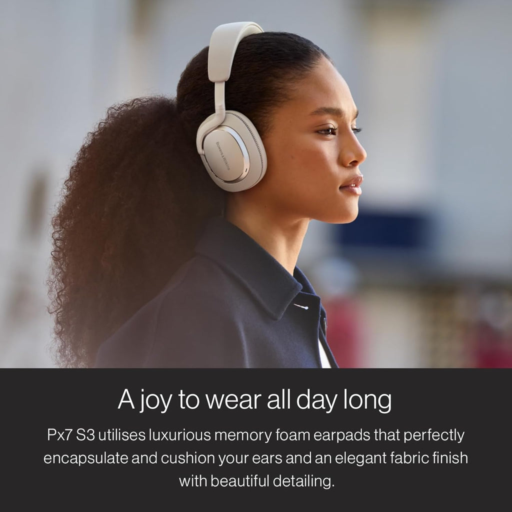 Bowers & Wilkins Px7 S3 Over-Ear Headphones, High-Resolution Sound, Comfortable Fit, Bluetooth, Active Noise Cancelling & Transparency Mode, 30-Hour Playtime, Quick Charge Support, Frost Blue