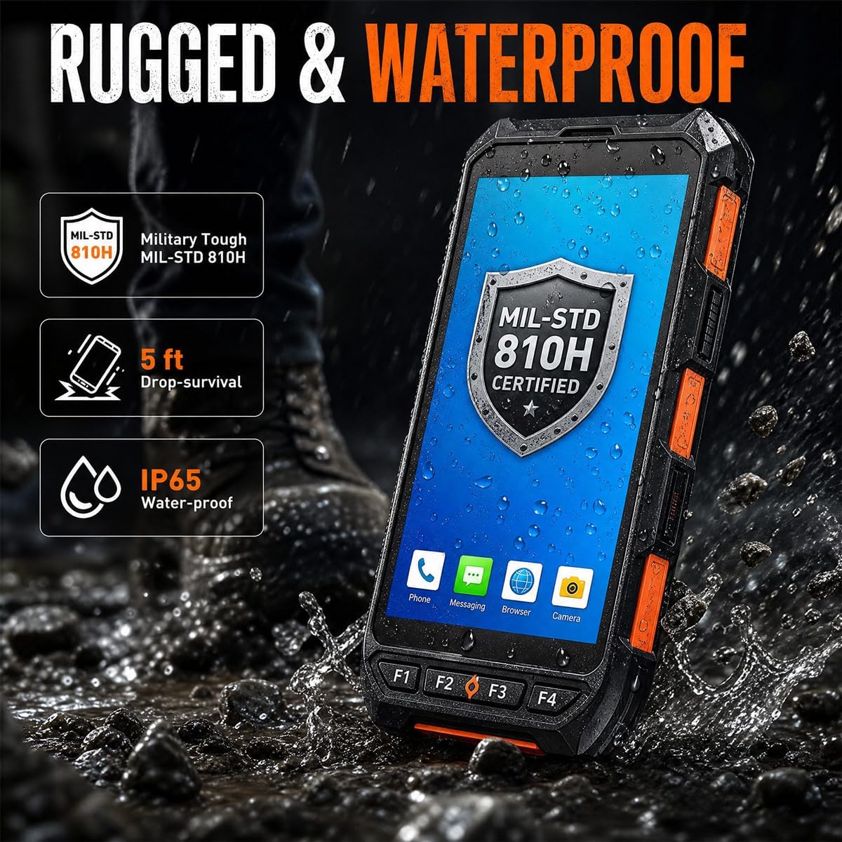 Bix Android 13 Industrial PDA with Pistol Grip, Honeywell N6703 1D 2D QR Barcode Scanner, 7200mAh Battery Handheld Terminal, 5.5" HD Mobile Computer 4G+64G, IP65 Rugged for Warehouse Inventory