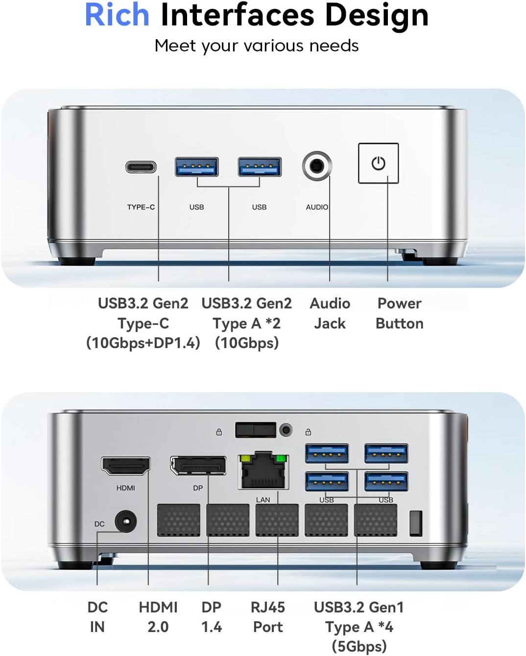 KAMRUI Pinova P2 Mini PC 16GB RAM 512GB SSD, AMD Ryzen 4300U 28W(Beats 10110U/3500U/N95,Up to 3.7GHz) Mini Computers,Triple 4K Display/HDMI+DP+Type-C/WiFi/BT for Home/Business Mini Desktop Computers