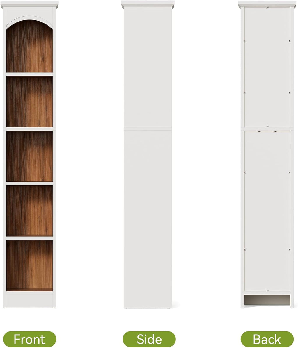 LITTLE TREE 70.9" Tall Bookshelf, 5-Tier Open Bookcase with Cubes, Bookshelves with Storage Space, Freestanding Narrow Bookcase for Home Office, White, 2 Pack