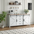 IDEALHOUSE 60" Farmhouse Sideboard Buffet with Storage Drawer & Sliding Barn Doors | Rustic Wood Coffee Bar Cabinet | Multi-Functional for Dining Room Kitchen, As TV Stand & Console Table