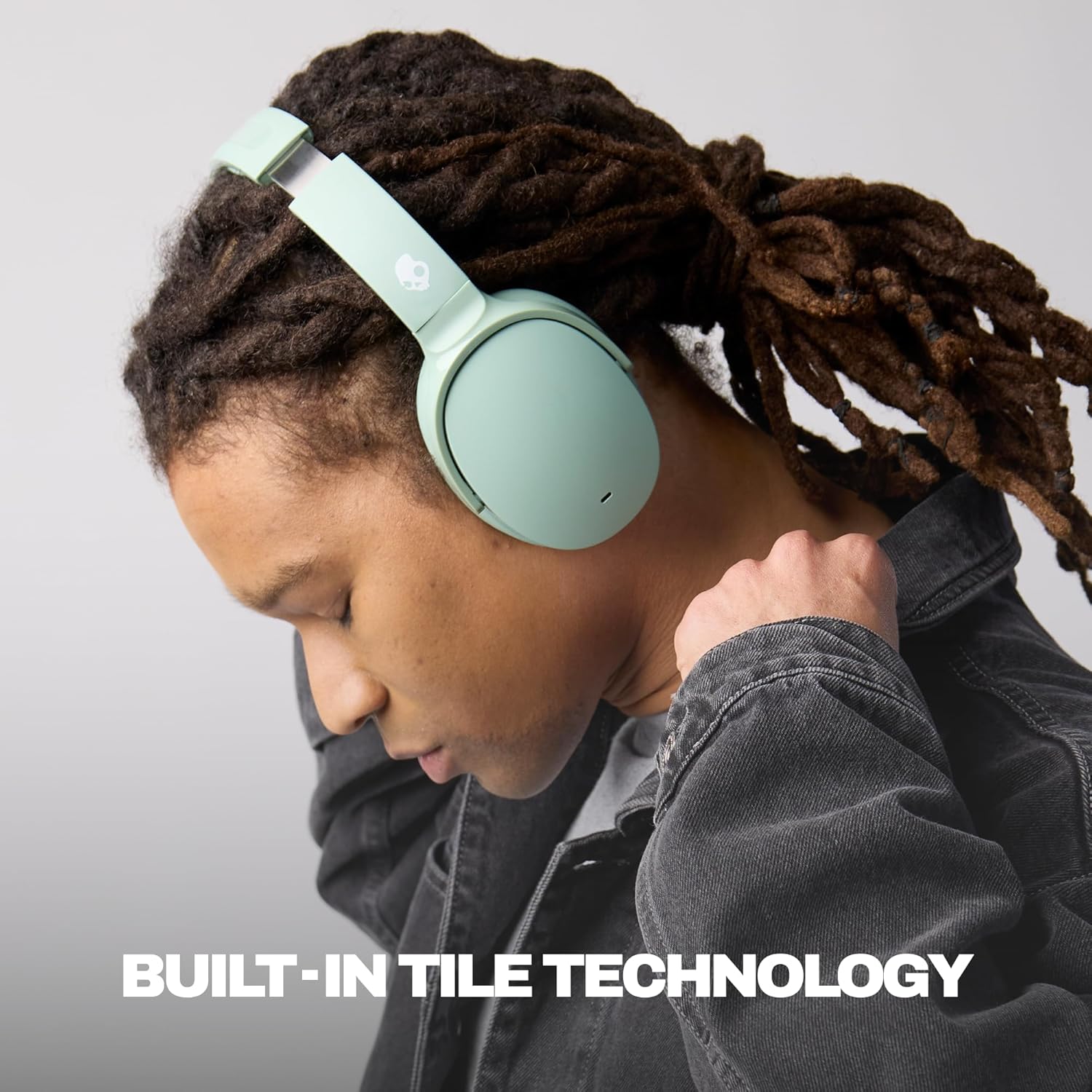 Skullcandy Hesh ANC Wireless Over-Ear Bluetooth Headphones, Active Noise Cancelling, Up to 22 Hrs Battery, Foldable Lightweight Design, Microphone for iPhone Android - Preppy Sage