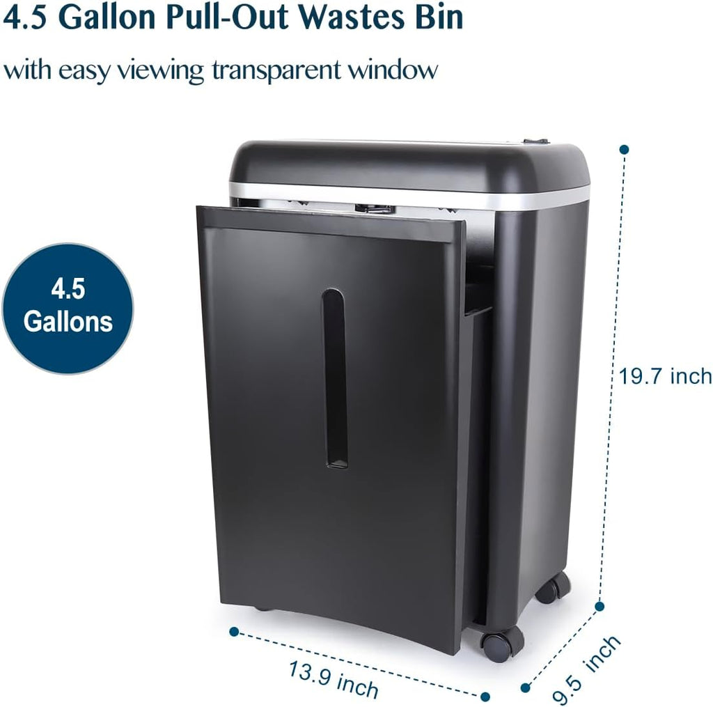 WOLVERINE 8-Sheet Super Micro Cut High Security Level P-5 Ultra Quiet Paper/Credit Card Home Office Shredder with 4.5 gallons Pullout Waste Bin SD9101 (Black)