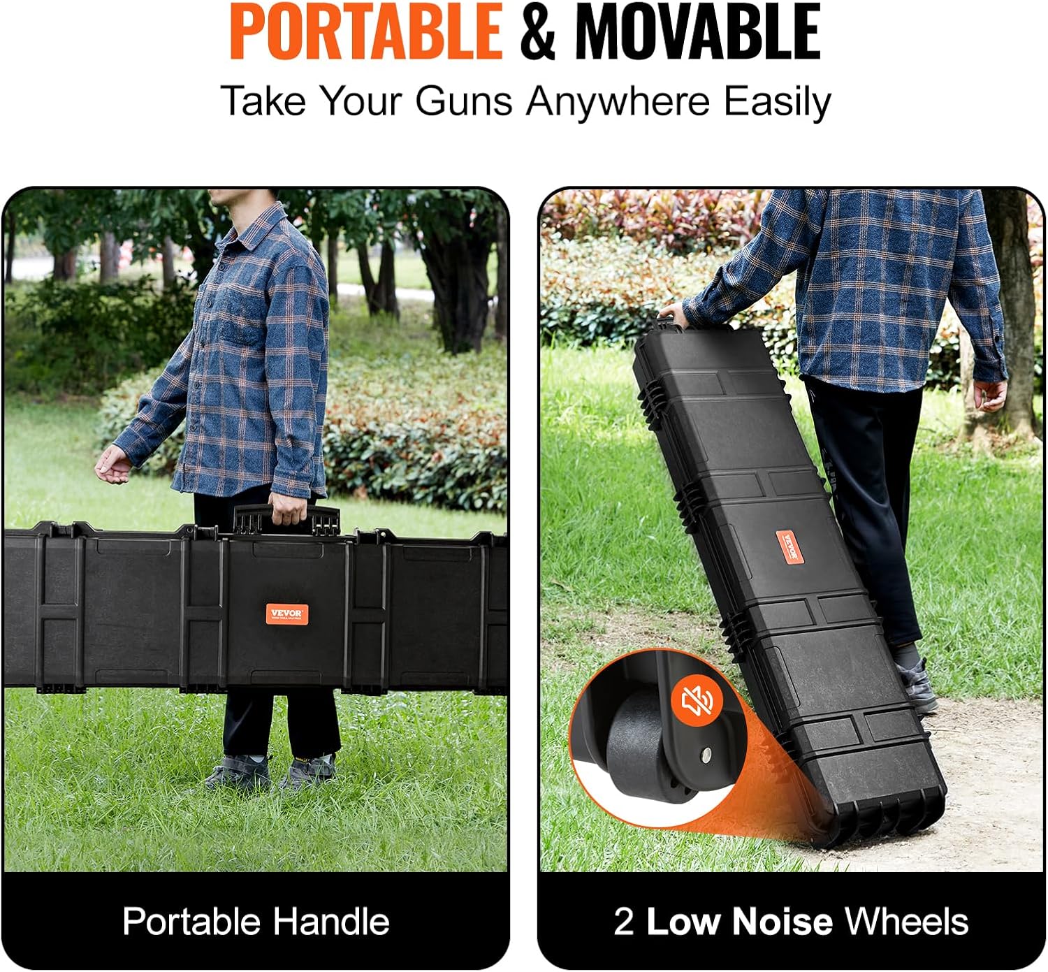 VEVOR Rifle Case, Rifle Hard Case with 4 Layers Fully-protective Foams, Lockable Hard Gun Case with Wheels, IP67 Waterproof & Crushproof, for Rifles or Shotguns