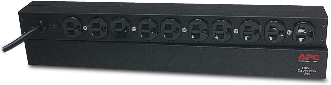 APC Rack Mount PDU, Basic 100V-120V/15A, (10) Outlets, 1U Horizontal Rackmount (AP9562)