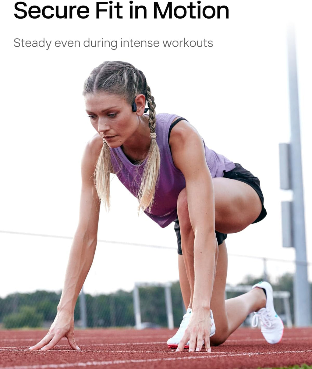 SHOKZ OpenRun Pro-Bone Conduction Headphones, Open-Ear Bluetooth Wireless Sport Headphones for Running and Workout, Sweat Resistant, Long Battery Life, Premium Deep Bass, Mic .with Hair Band, Black