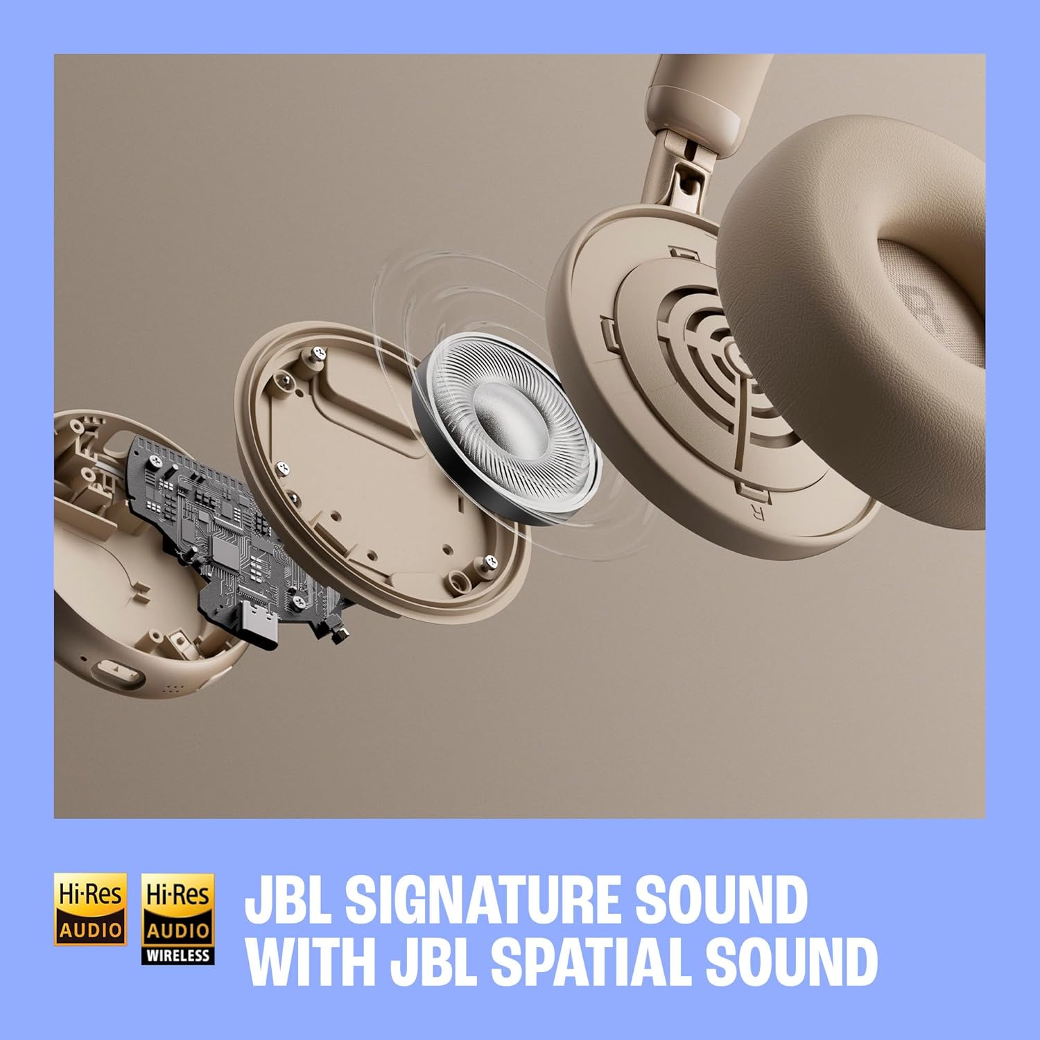 JBL Live 680NC - Wireless on-Ear True Adaptive Noise Cancelling Headphones, JBL Signature Sound with Hi-Res Audio, 2-mic Perfect Calls 2.0 with AI-Trained Algorithm, & Personi-Fi 3.0 (White)