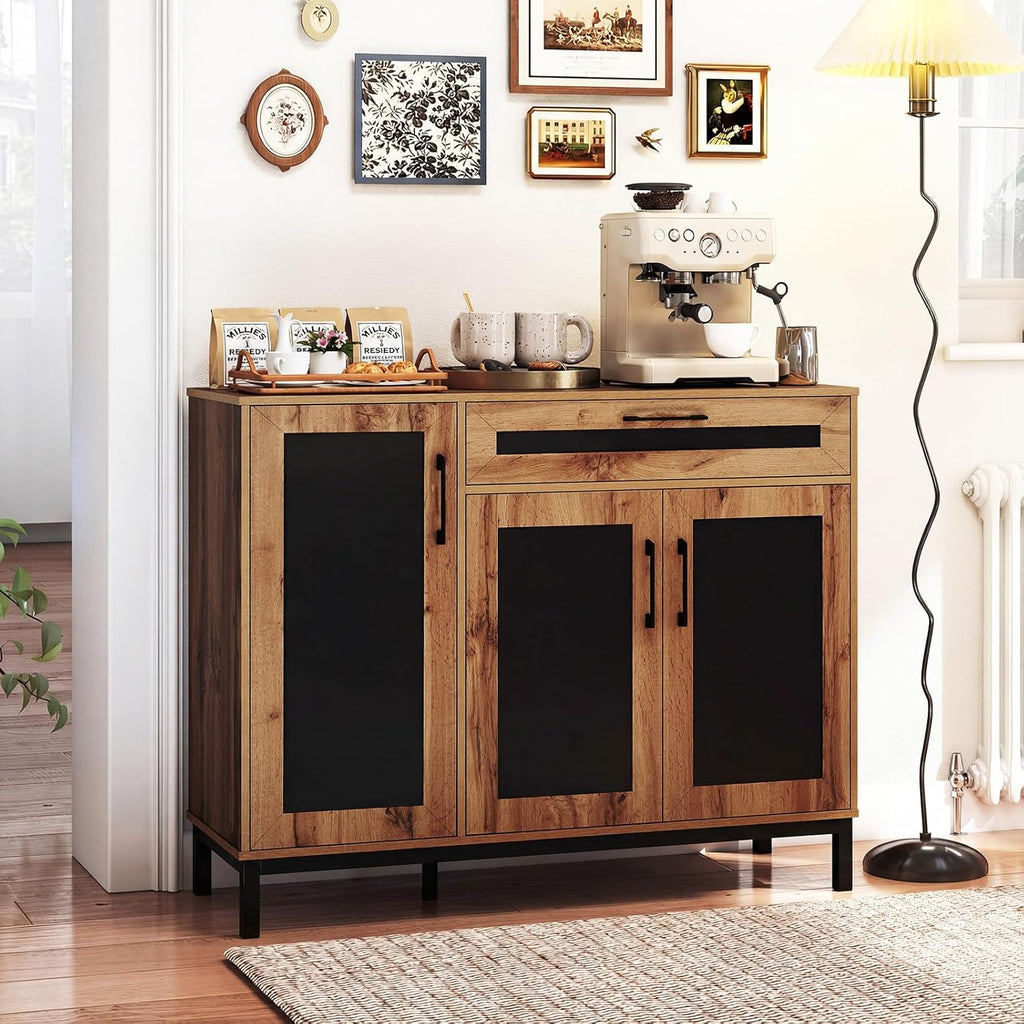 Giantex 48" Buffet Cabinet with Storage, 3-Door Large Farmhouse Sideboard with Drawer, Removable Shelves, Accent Buffet Table for Entryway Coffee Bar, Kitchen, Entryway, Living Room
