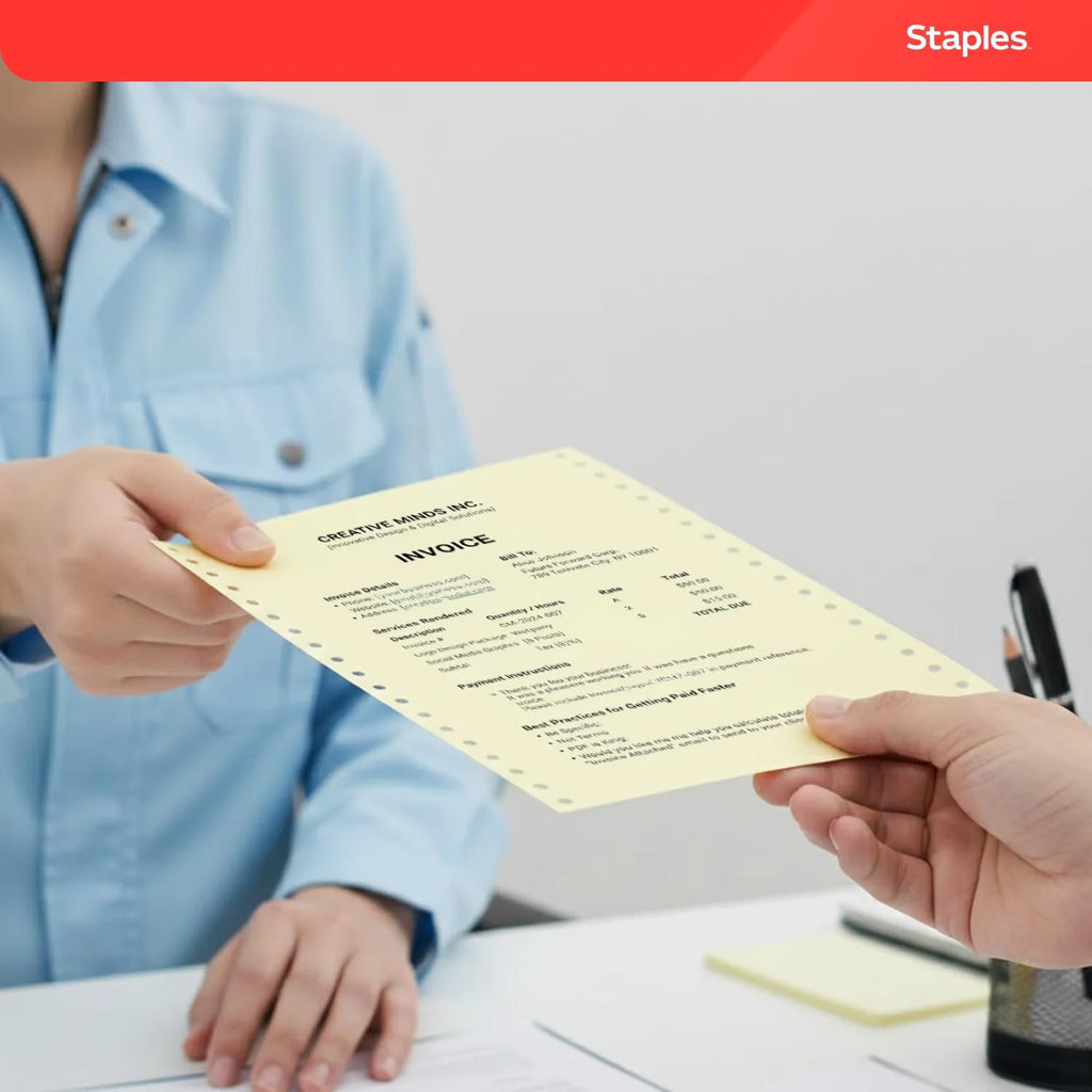 Staples Multi-Part Colored Computer Paper, 9 1/2" x 11", 3-Part, Carbonless, 1100 Sheets