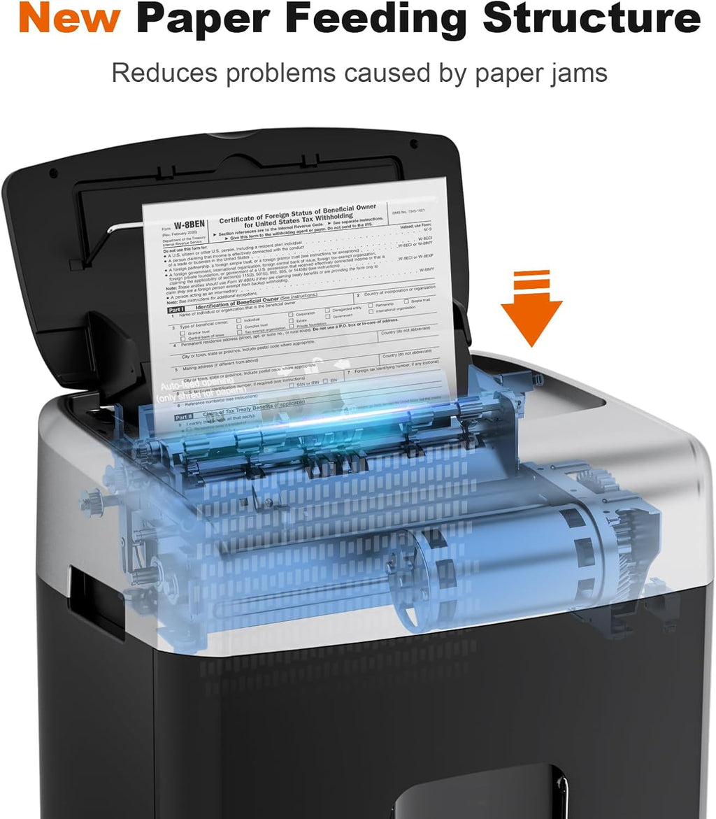 Bonsaii Paper Shredder for Office, 120-Sheet Autofeed Heavy Duty Shredder for Home Office Use, 30 Minutes/Micro Cut/P-4 High Security Level/6 Gallon Large Bin