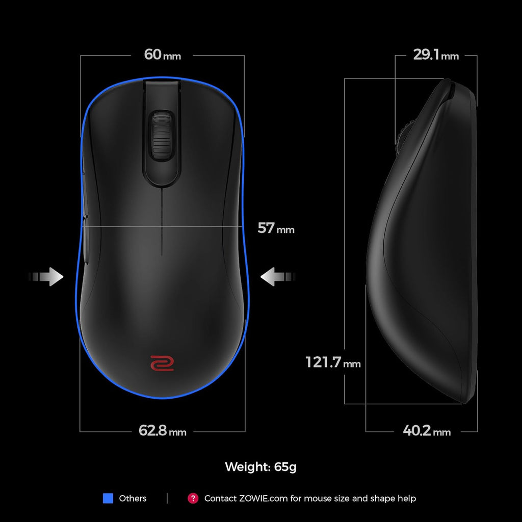 BenQ Zowie ZA13-DW 4K Wireless Mouse for Esports, Sports Science, 4K Enhanced Receiver, 65g, Symmetrical, Driverless, 3950 Sensor, 4K Polling Rate