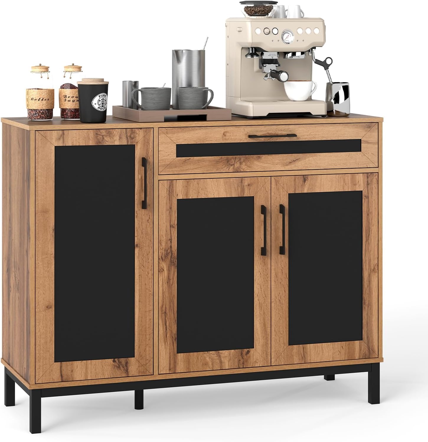 Giantex 48" Buffet Cabinet with Storage, 3-Door Large Farmhouse Sideboard with Drawer, Removable Shelves, Accent Buffet Table for Entryway Coffee Bar, Kitchen, Entryway, Living Room