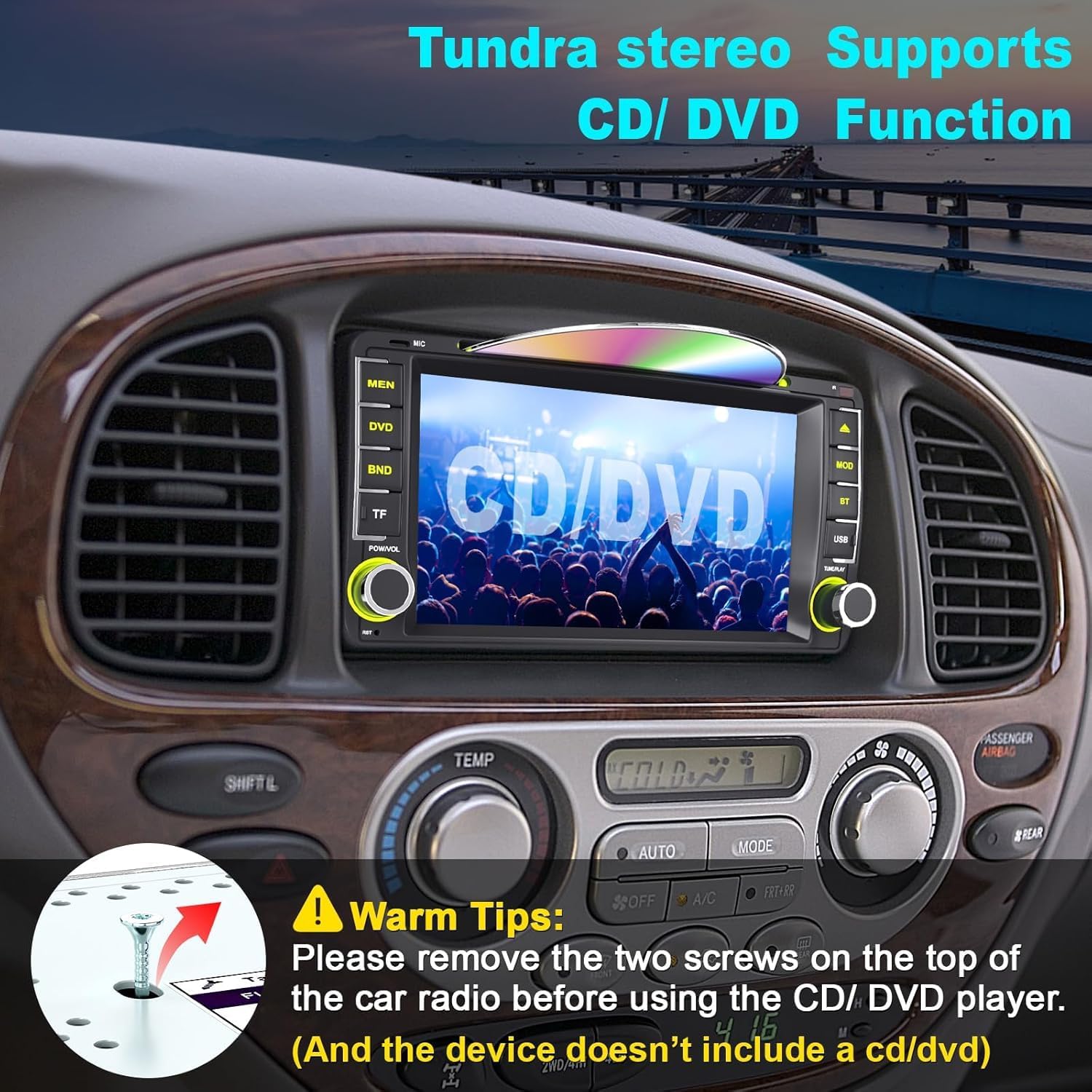 7 Inch Car Radio for Toyota 4Runner 2003-2009, for Tundra 2003-2006, for Sequoia 2003-2007, Car Stereo with CD/DVD Player- CarPlay & Android Auto,Bluetooth & FM Radio