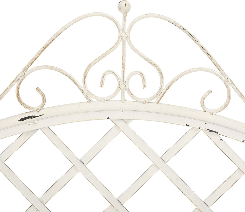 SAFAVIEH Outdoor - Abner Outdoor Iron Garden Bench - Antique White - Scrollwork Design - Ideal for Patio, Deck, Porch, Garden, 17" Seat Height (PAT5017A)