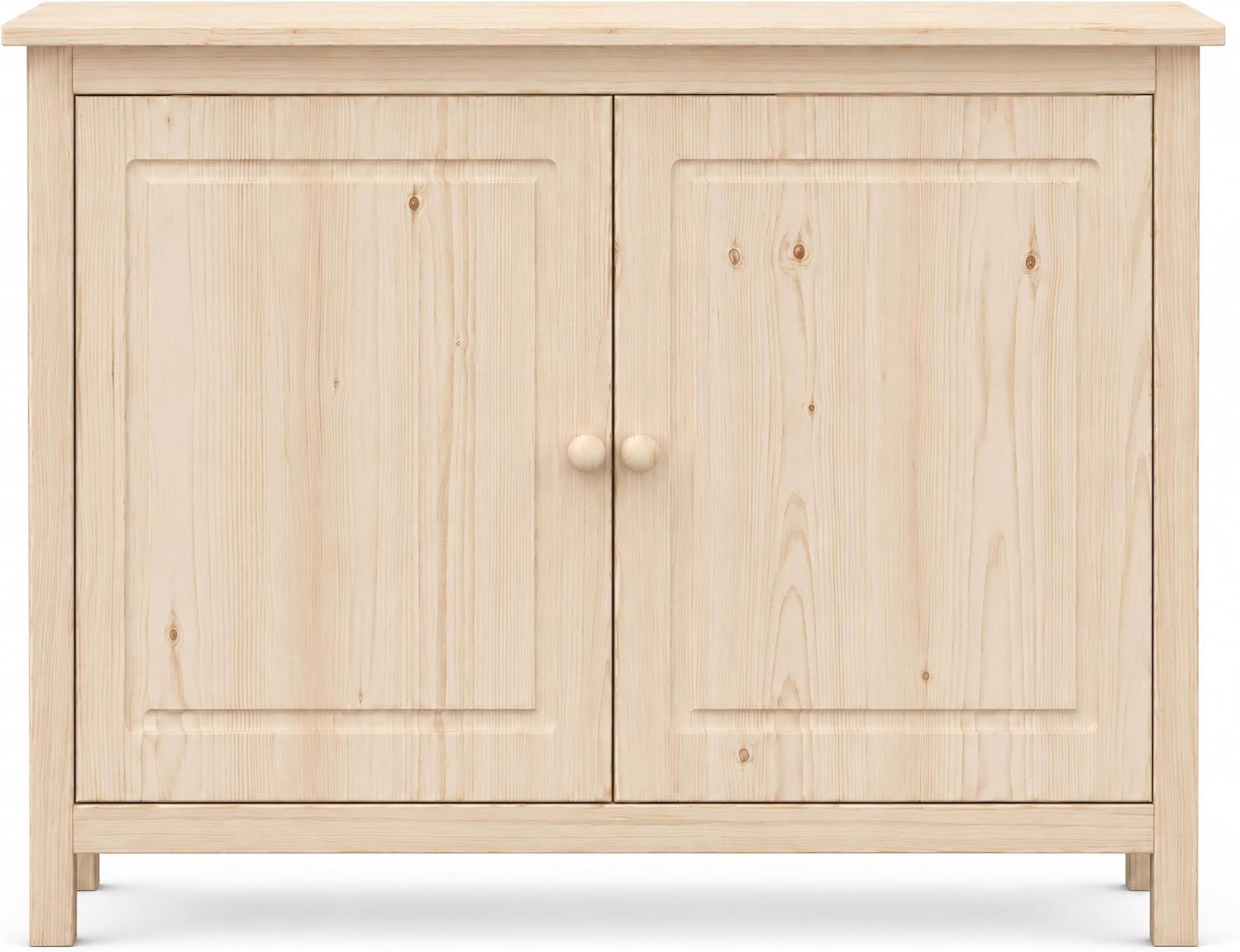 From the Tree Furniture 44" Wide Solid Pine Shaker Sideboard Buffet Cabinet — Natural Unfinished — 2 Doors Adjustable Shelf — No Drawer · Anti-Tip Included — Stain-Ready for Dining Room & Kitchen
