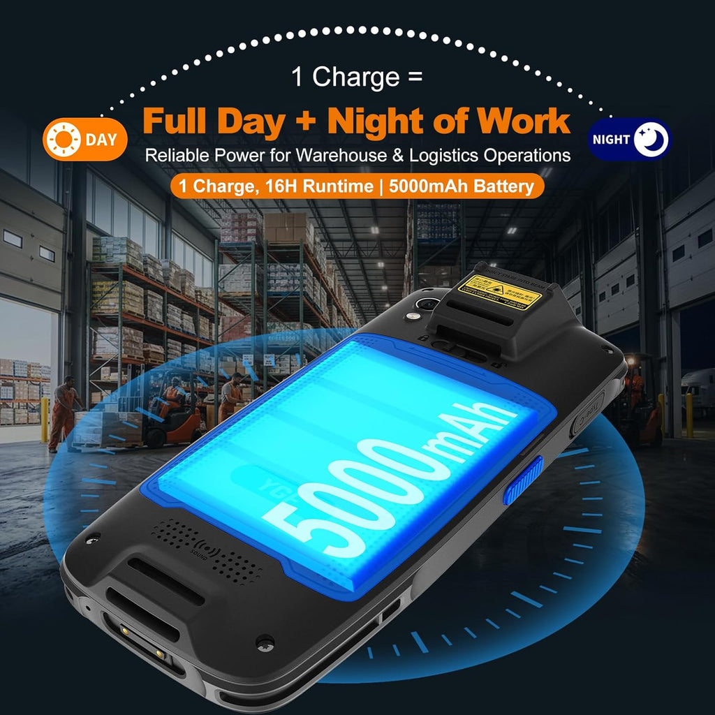 FARSET F7 Android 14 Barcode Scanner PDA, 4GB RAM 64GB ROM, HW-N6603 1D/2D/QR Scan Engine, NFC, 5000mAh Removable Battery, IP67 Rugged for Warehouse & Logistics, 2026