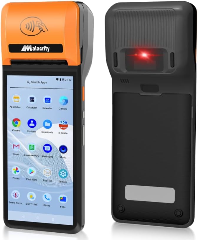alacrity Handheld Mobile POS PDA Terminal, 58mm Receipt Printer, Android 13 with Google Play, 6.0" Touch Screen Supports 4G WiFi Bluetooth, Perfect to Manage Queues, Online, Mobile & Takeaway Orders