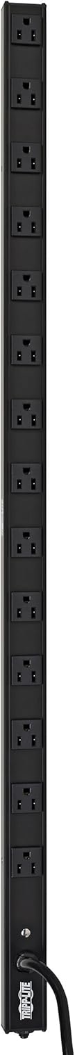 Tripp Lite Basic PDU, 1.44kW Single-Phase, 120V, 14 Outlets (5-15R), NEMA 5-15P Input, 15 ft. Cord, 0U Vertical Rack-Mount Power (PDUV15)