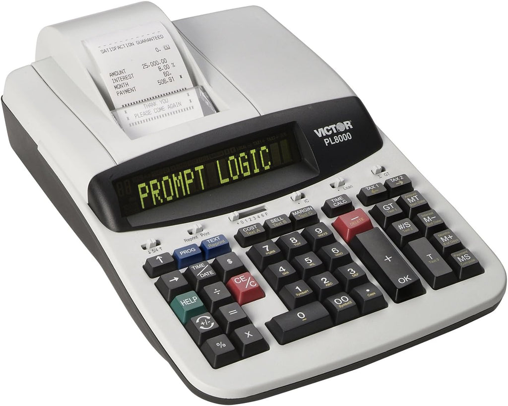 Victor Technology PL8000 Thermal Printing Calculator, Prompt Logic, Help Key, 8.0 Lines Per Second
