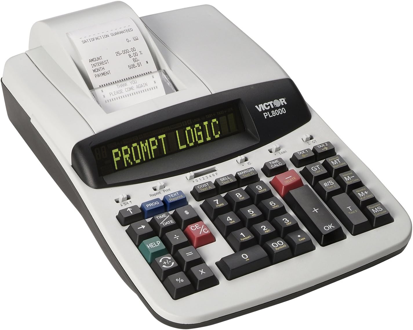 Victor Technology PL8000 Thermal Printing Calculator, Prompt Logic, Help Key, 8.0 Lines Per Second