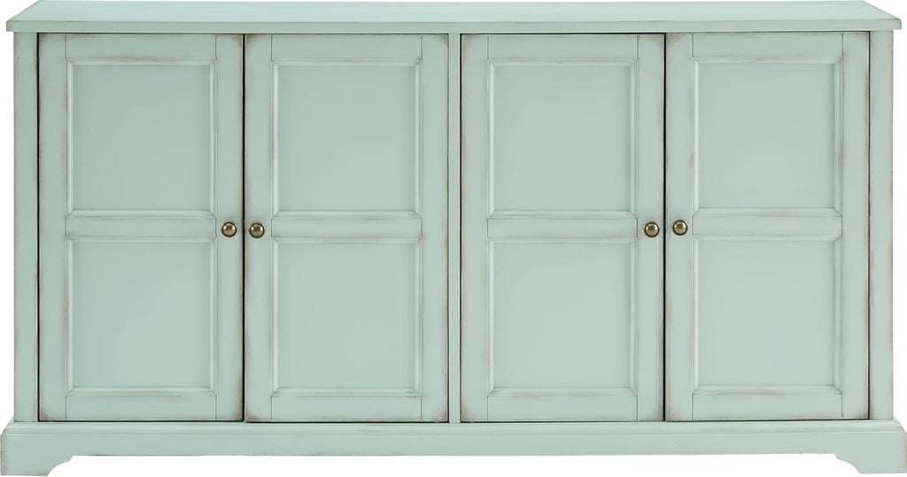 Crosley Furniture Holbrook Traditional Sideboard Buffet Cabinet, Kitchen Storage, Living Room TV Stand, Distressed Seafoam Blue