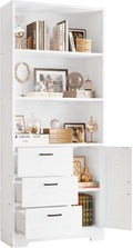 IRONCK Bookshelf with Drawers, 71 in Tall Bookcase with Doors and 3-Tier Shelves, for Bedroom Living Room Entrance Hallway Home Office