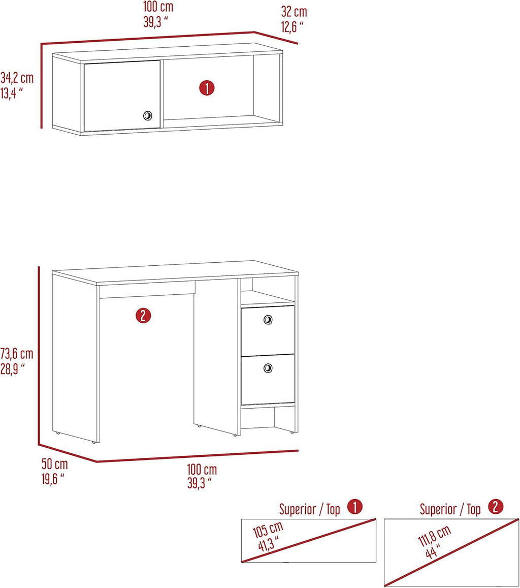 1-Office Set Budest, Office, Light Oak/Taupe,Multicolor