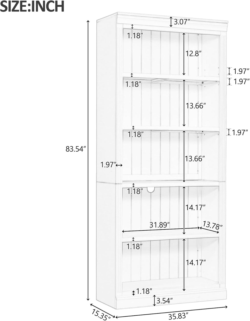 Merax 83.4" Tall Bookcase,Modern 5-Tier Decorative Bookshelf 2-Piece Set with Extra LED Light Strip & Adjustable Shelves,Storage Cabinet with Open Display for Home Office,Living Room,Kitchen,White