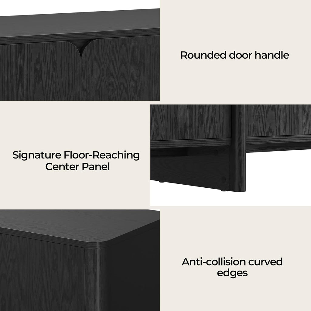 CHITA 66" Sideboard Buffet Cabinet with Storage, Modern Console Cabinet with 4 Doors & Adjustable Shelves, Storage Credenzas for Living Room, Kitchen, Hallway, Bar, Black