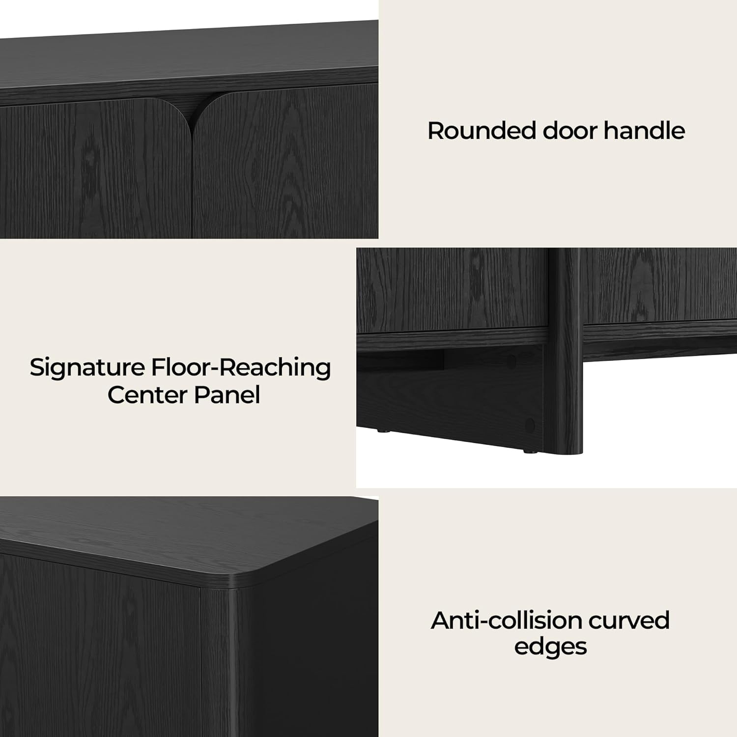CHITA 66" Sideboard Buffet Cabinet with Storage, Modern Console Cabinet with 4 Doors & Adjustable Shelves, Storage Credenzas for Living Room, Kitchen, Hallway, Bar, Black