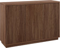 Henn&Hart 47.5'' Fluted Sideboard Buffet Cabinet, Ribbed Modern Wooden Credenza with 3 Doors, Adjustable Shelves, and Cable Management Cut-Outs for Dining Room, Kitchen or Living Room, Satin Walnut