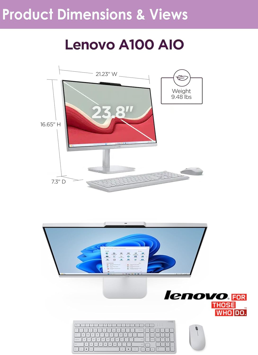 Lenovo All in One Desktop, Intel Ultra-Fast 4-Core CPU| 24'' FHD Display| 16GB RAM, 256GB PCIe SSD On Board Plus 512GB HDD External | Wi-Fi 6| Bluetooth| RJ-45| Windows 11 | HDMI | Wireless KB & Mouse