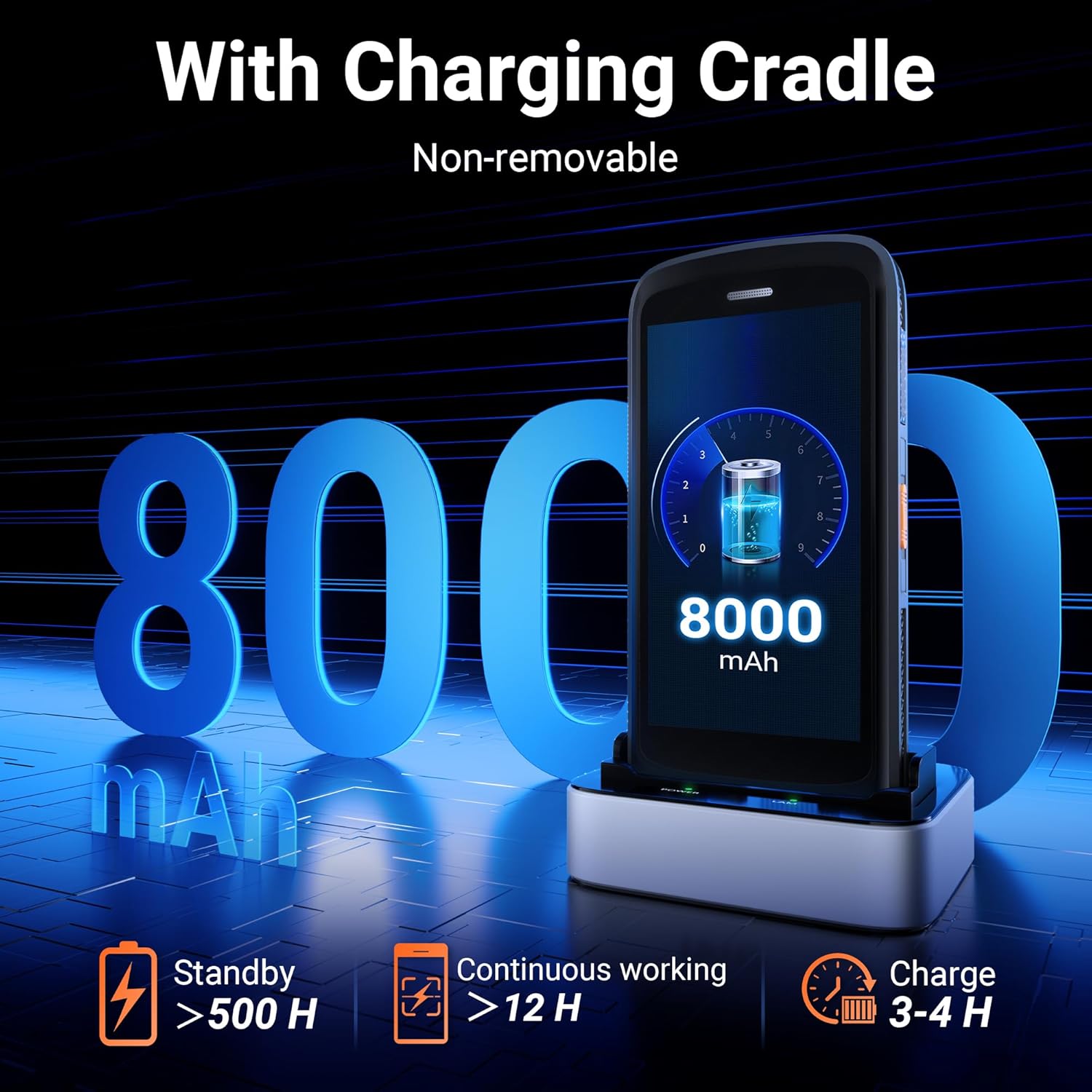 Android 13 Barcode Scanner PDA: SE4710 2D Scanner 8000mAh Battery with Charging Cradle and Pistol Grip Rugged IP65 Handheld Computer for Warehouse Logistics P172