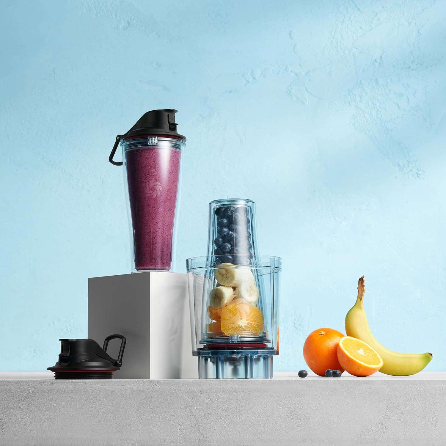 Vitamix Personal Cup Adapter, BPA-Free, Dishwasher-Safe, Two 20-Ounce Blender Cups, Two Lids, and One Blender Adapter with Stainless-Steel Blades, Not Compatible with Ascent or Venturist Series